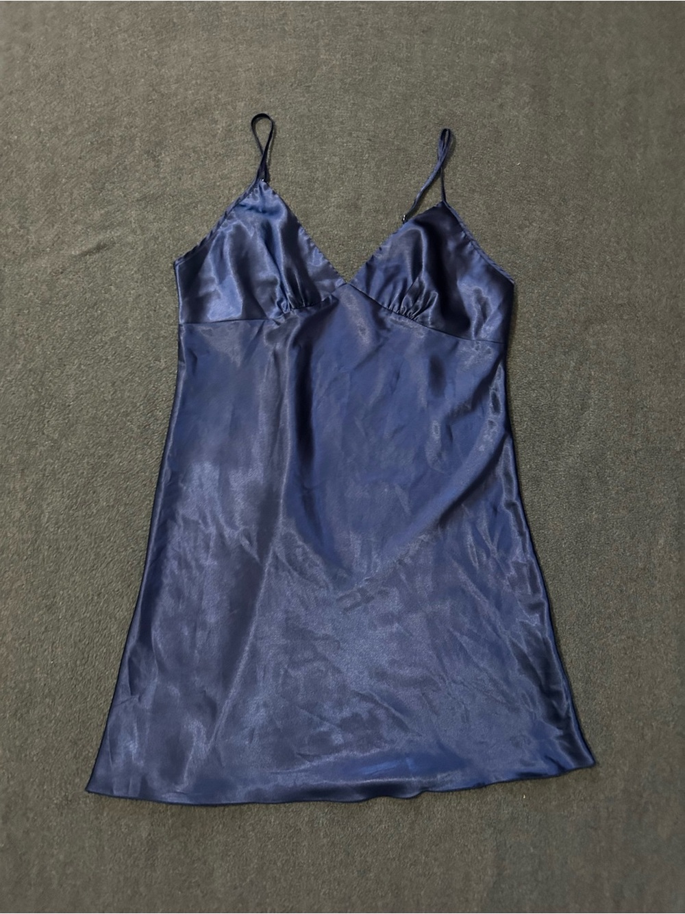 Navy Satin Slip Dress
